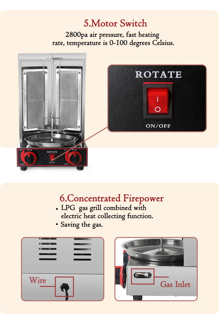 Вертикальная Автоматическая вращающаяся гриль-печь шаурма гриль машина нержавеющей LPG/LNG бездымного газа Бройлер машина газ Doner кебаб