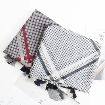 

Spring 2019 New Japanese Literature and Art Lattice Cotton and Hemp Scarf Export Extra Long Temperament Sunscreen Shawl Scarf