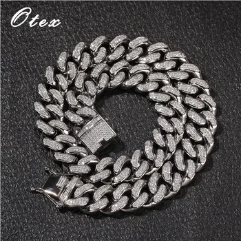 

20mm Bling Fashion Miami Cuban Link Chain punk Stainless Steel Necklace Zircon Gold Silver Color Charm Hip Hop Women jewelryGift