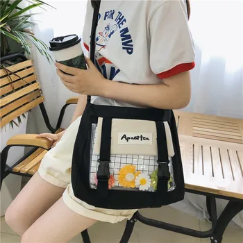 

Crossbody Bags Shoulder Bags for Women 2020 New Fashion Female Canvas Bookbag Clear Messenger Bags Cute Cartoon Handbags