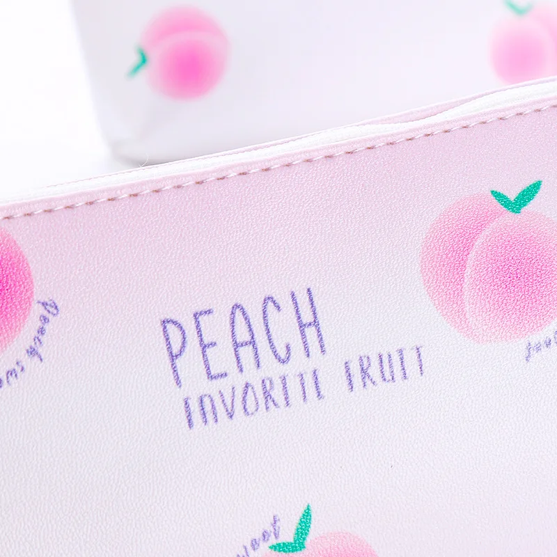 Свежий персиковый Чехол-Карандаш для девочек Kawaii PU Сумочка для ручек и карандашей коробка Канцелярский мешочек подарок школьные принадлежности Zakka