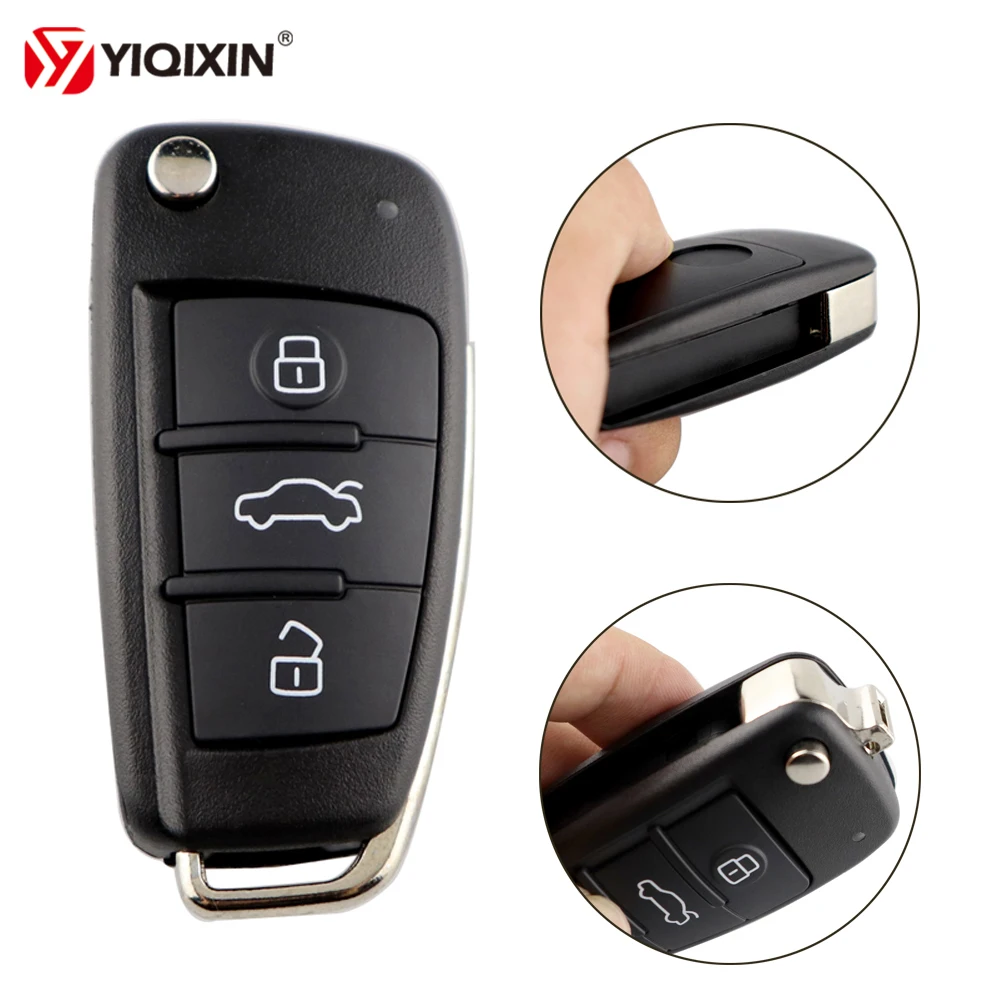 YIQIXIN 3 Button Folding Flip Remote Car Key Case Shell For Audi A2 A3 A4 A6 A6L A8 Q7 TT Fob Replacement Key Without Blade