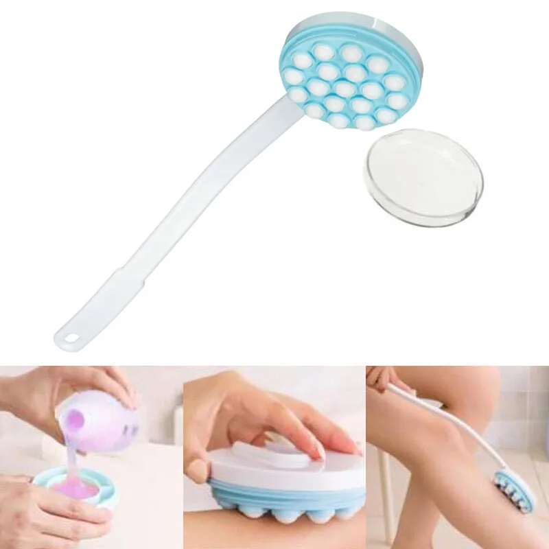 Multifunctional shower brush with long handle High Quality Long Handle Cream Lotion Applicator Back Massager Scrubber Bath Tool