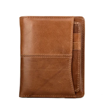 

Natural Cow Leather Men Wallets with Coin Pocket Vintage Male Purse Function Brown Genuine Leather Men Wallet with Card Holders
