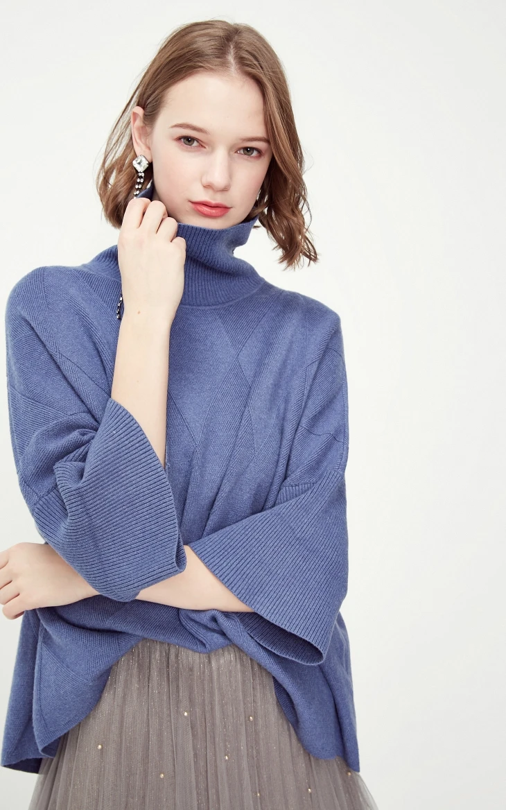 Vero Moda женский минималистичный Свободный вязаный свитер с высоким воротником | 319125502