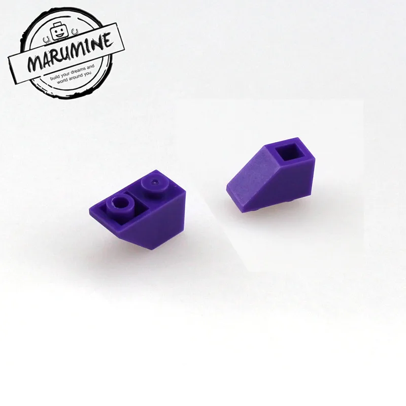 MARUMINE кирпичи игрушки 200 шт./лот 2x1 перевернутый склон кирпич MOC строительные блоки Совместимые образовательные DIY игрушки Классический создатель - Цвет: Фиолетовый