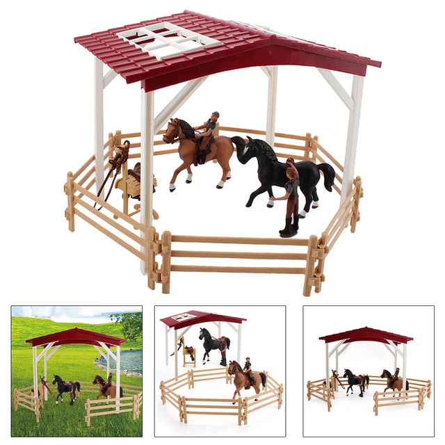 Farm Horse Scene Anction Figure Fence Statues Collection for Tabletop Decor 4