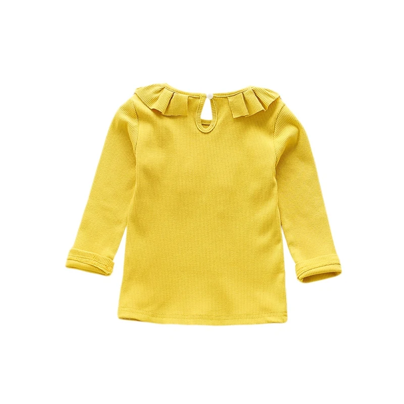 Children Baby Girl Clothing Round Neck Cute Rabbit Decoration Solid Color Long Sleeve Cotton Bottoming Casual Spring Autumn Tops