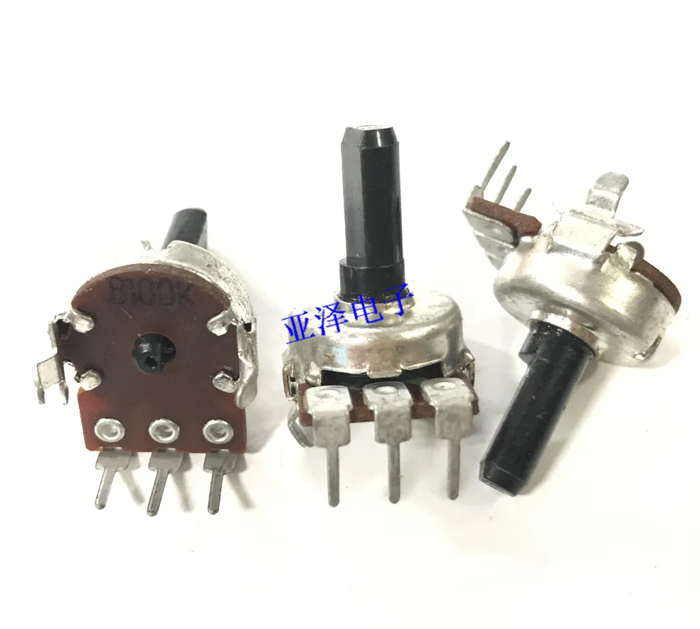 3PCS 161 type single potentiometer B100K half axis length 15MM three pin power amplifier rotary