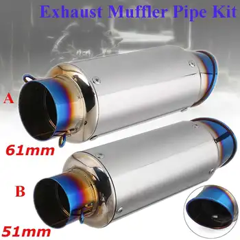 

51mm/61mm Universal Stainless Steel Motorcycle Exhaust Muffler Pipe 290mm with Silencer Kit for ATV Scooter for Honda/Kawasak
