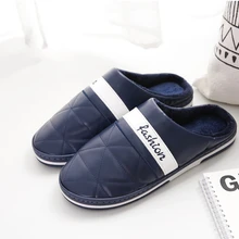 ZXWFOBEY Men's Women Warm Shoes Home Garden Shoes Fur Lined Slides Indoor Leather SlippersWinter Slipper Size 47