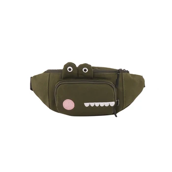 

Women Fashion Cute Casual Canvas Cartoon Waist Bag Large Capacity Portable Chest Bag Environment-friendly Zipper Cell Phone Bag