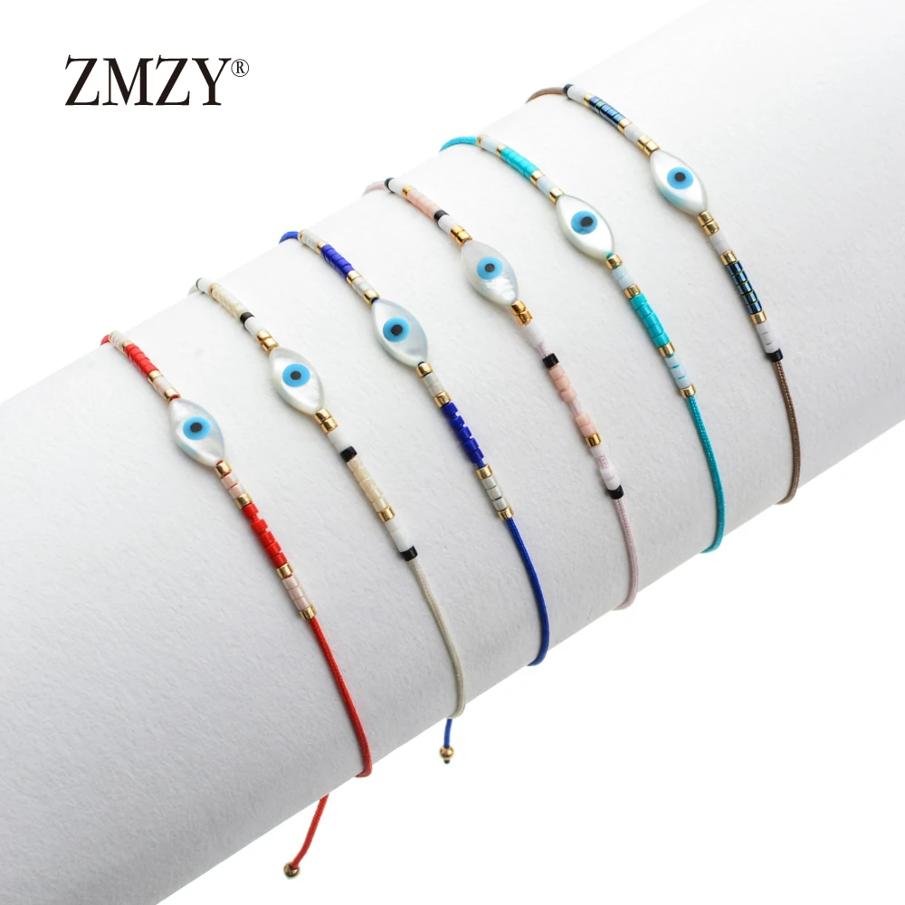 ZMZY Boho Handmade Friendship Bracelets Delica MIYUKI Evil Eye Bracelet Shell Eye Charm Pulseira Mujer Jewelry Women Gift