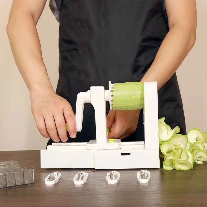 Качество 4 лезвия овощей Spiralizer складной Veggie паста и спагетти картофель Овощной спиральный резак Zucchini Slicer