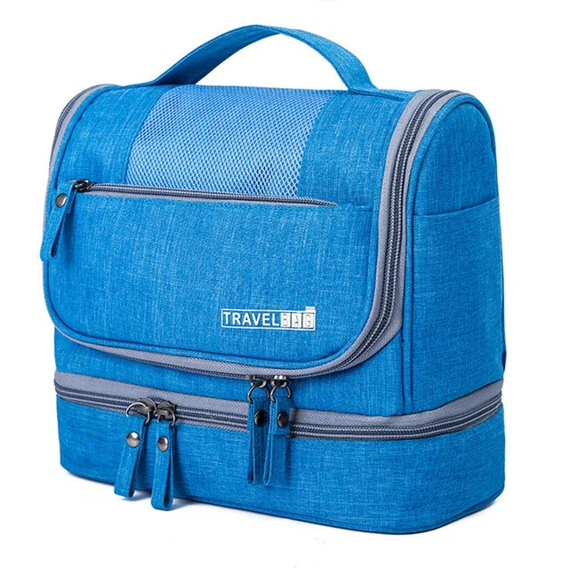 Foxmertor дорожный Органайзер сумка для косметики для женщин необходимого макияжа сумка водонепроницаемый висящий Оксфорд унисекс наборы туалетных принадлежностей сумка - Цвет: Синий