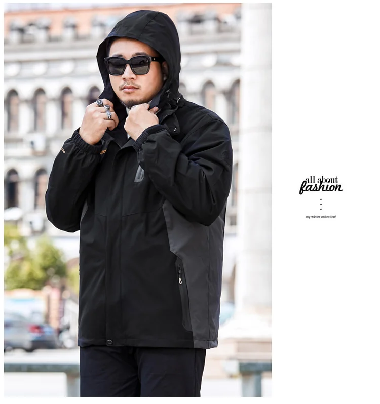 new plus size 8XL 7XL Men's Winter Fleece Jacket 2 Pieces Outdoor Sports Windbreaker Fishing Hiking Camping Ski Brand Coat