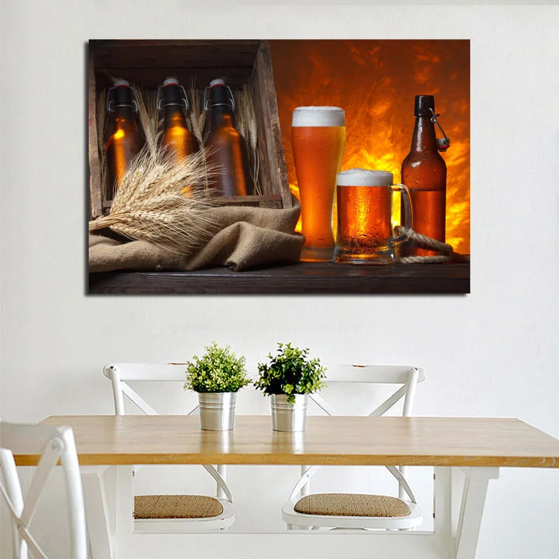 

Beer Retro Wallpaper Wall Art Canvas Poster And Print Canvas Painting Oil Decorative Picture Bar Kitchen Living Room Home Decor