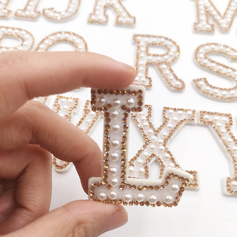 26Pcs Self-Adhesive Pearl Rhinestone Letter Patches A-Z - Glitter Alphabet For Clothes, Bags, DIY Crafts