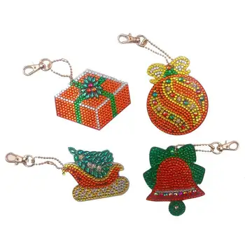 

4pcs DIY Diamond Keychain Best Nutcracker Christmas Gift Diy Special Shape Full Drill Woman Girl Jewelry Key ring