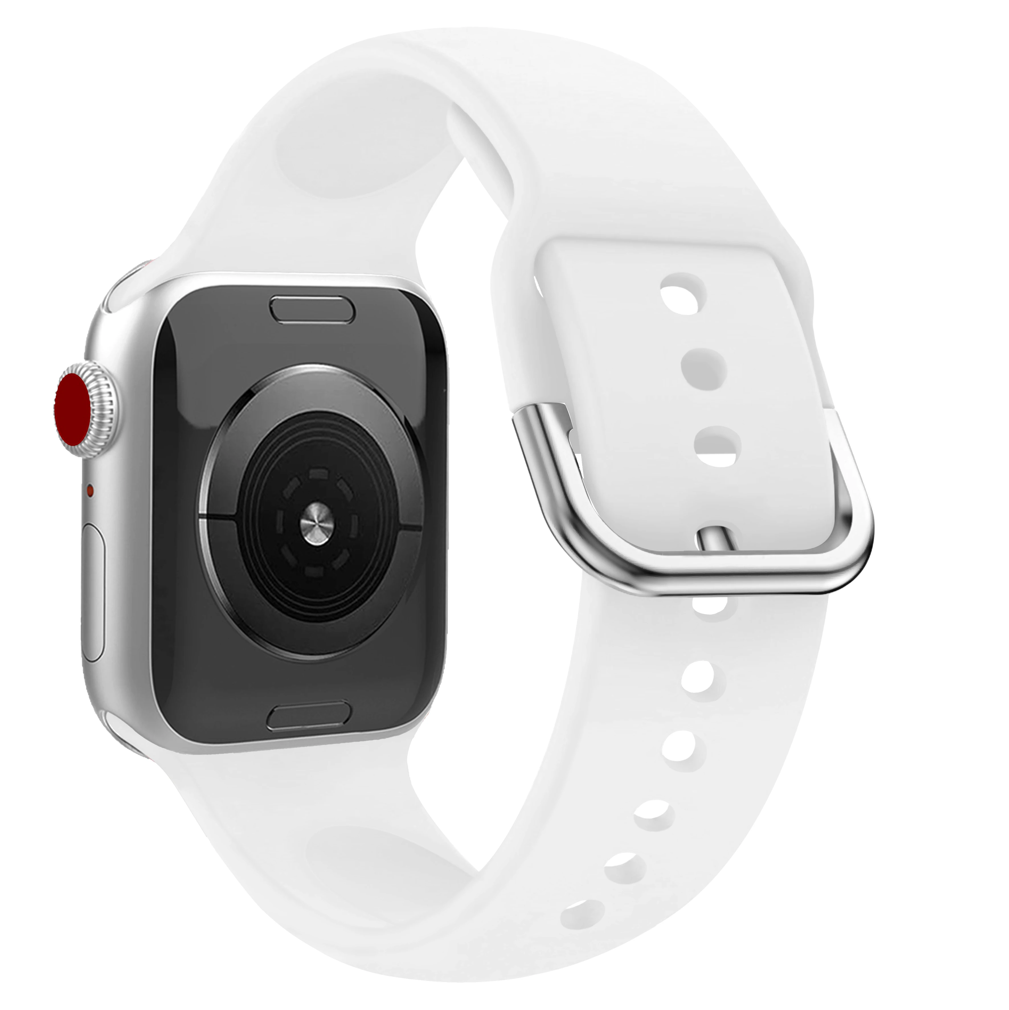 White Printed Silicone Strap for Apple Watch Band 44mm 40mm 38 42mm