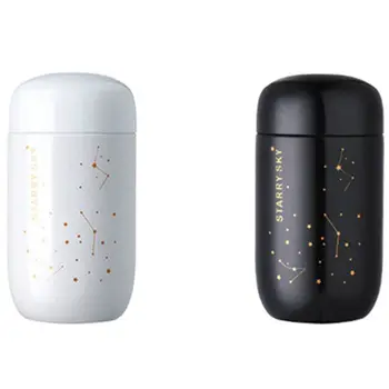 

2Pcs 230Ml Insulation Bottle Starry Sky Stainless Steel Thermo Bottles Leakproof Coffee Mug - Black & White