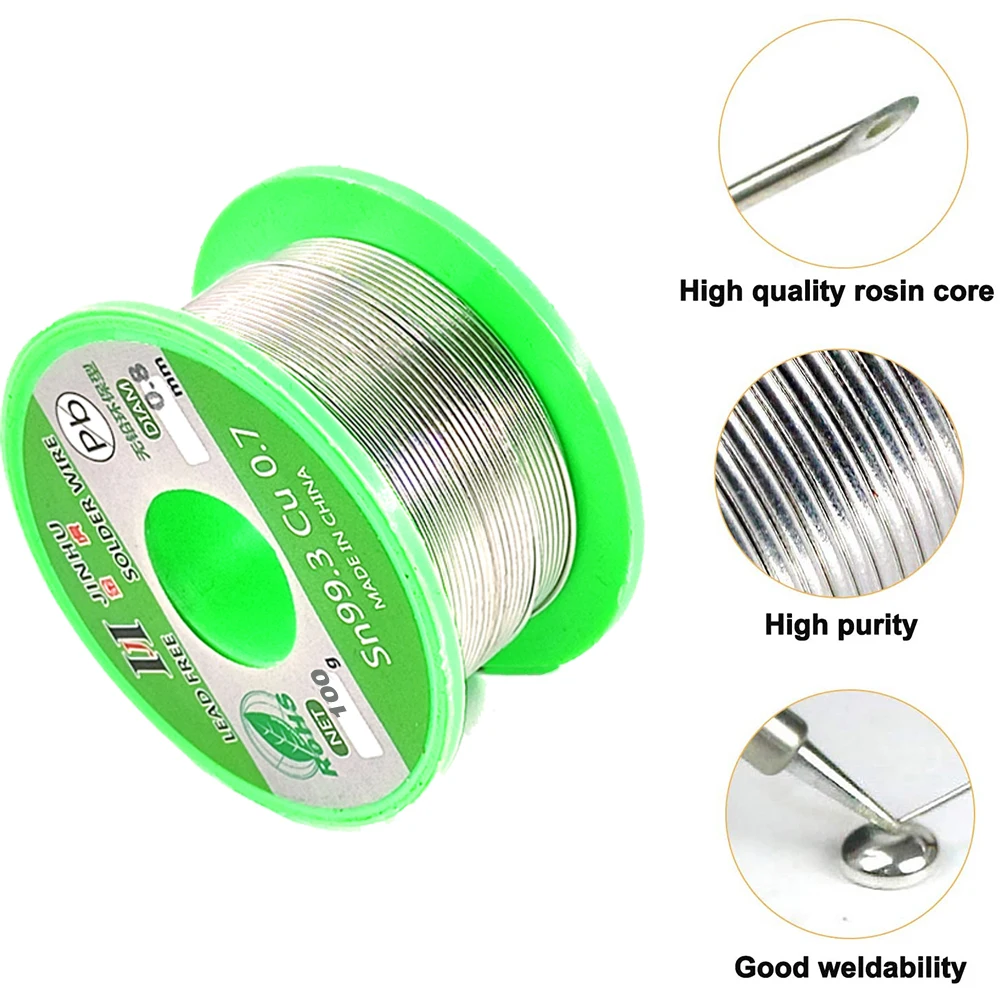100g 0.5/0.6/0.8/1.0mm Lead Free Soldering Tin Wire Rosin Core Solder Sn99.3 Cu0.7 Welding Wires
