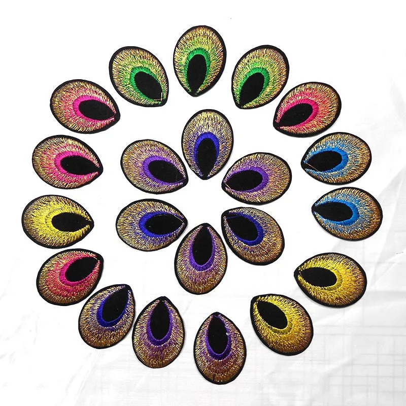

2pcs Peacock Feathers Eyes Patches Applique Embroidered Iron on Patches for Clothes Jeans Decoration Sewing Patches 5.5*4cm