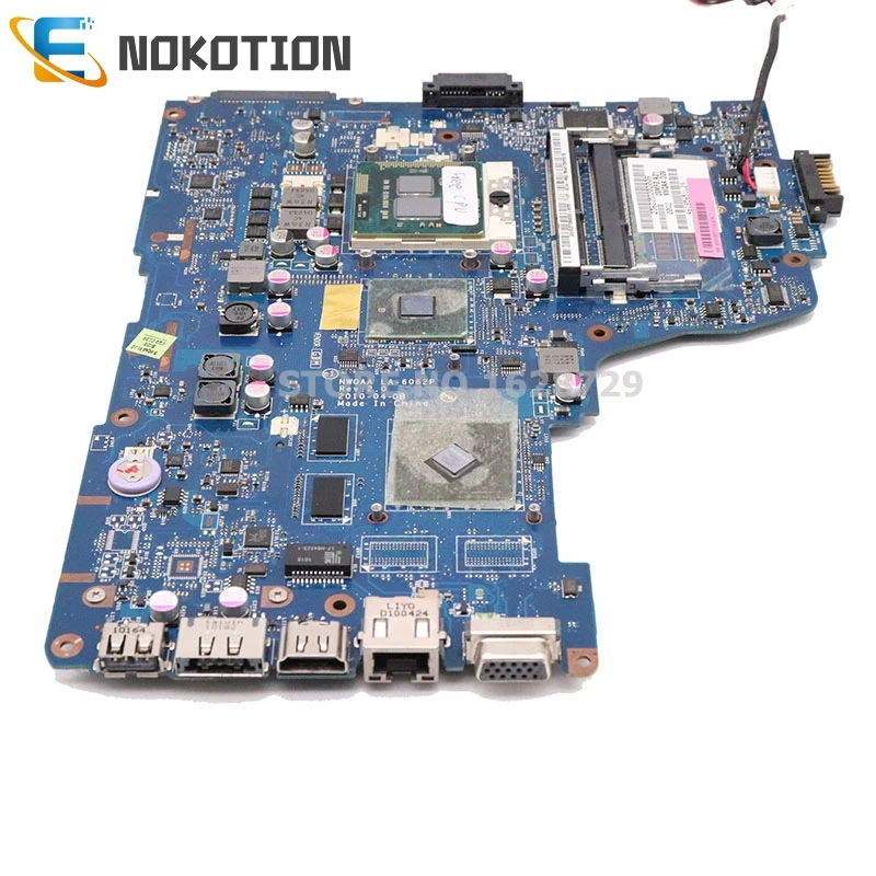 NOKOTION Материнская плата ноутбука для TOSHIBA Satellite A660 NWQAA K000104420 K000106370 LA-6062P REV 2,0 HM55 GT310M gpu Бесплатный процессор