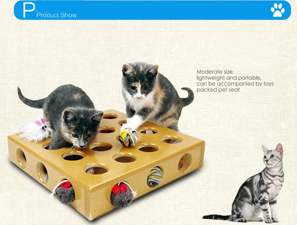 Интерактивные кошачьи игрушки Pet Toy Box два мяча в комплекте Peek и play toy box 9 отверстий