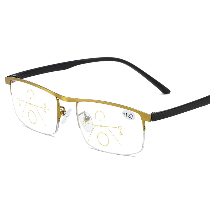 Óculos de Leitura Longe e Perto Multifocal Progressivo Masculino Mulher Lupa Presbiopia Ver Anti-azul Ray Tr90 Meio Quadro 10 Cheap Óculos de leitura