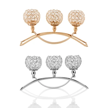 

3 Arms Crystal Candlestick Holders,Table Candelabras,Buffet Cabinet Candelabra Ornaments Table Centerpieces for Wedding