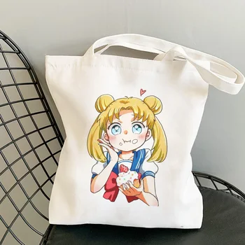 

Sailor Moon Eat Cake Cute Printed Shoulder Canvas Bags Cartoon Large Capacity Messenger Bag Casual Ulzzang Tote Women Bag Wallet