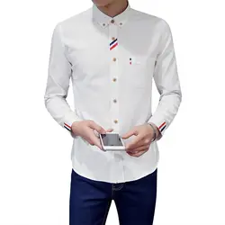 2019 рубашки мужские модные оксфордские рубашки с длинным рукавом Camisa Masculina Slim Fit Camisa Social Повседневная белая рубашка