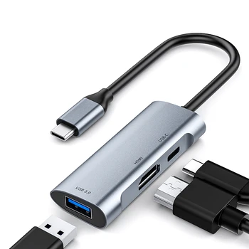

Type-C Docking Station 3 in1 4k HDMI+PD+USB 3.0 Adaper laptops computer pad phone Mac PC converter
