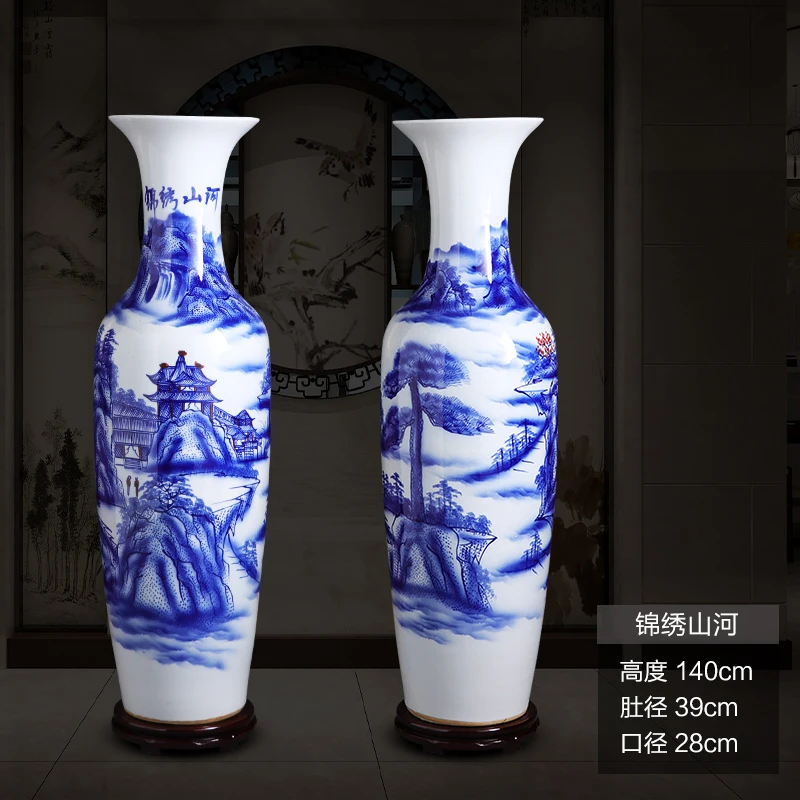 Цзиндэчжэнь керамика традиционное ремесло фарфоровая бутылка ретро ваза украшение ручная роспись синий и белый антиквариат напольная ваза 18 - Цвет: HXLDHPDH085-07
