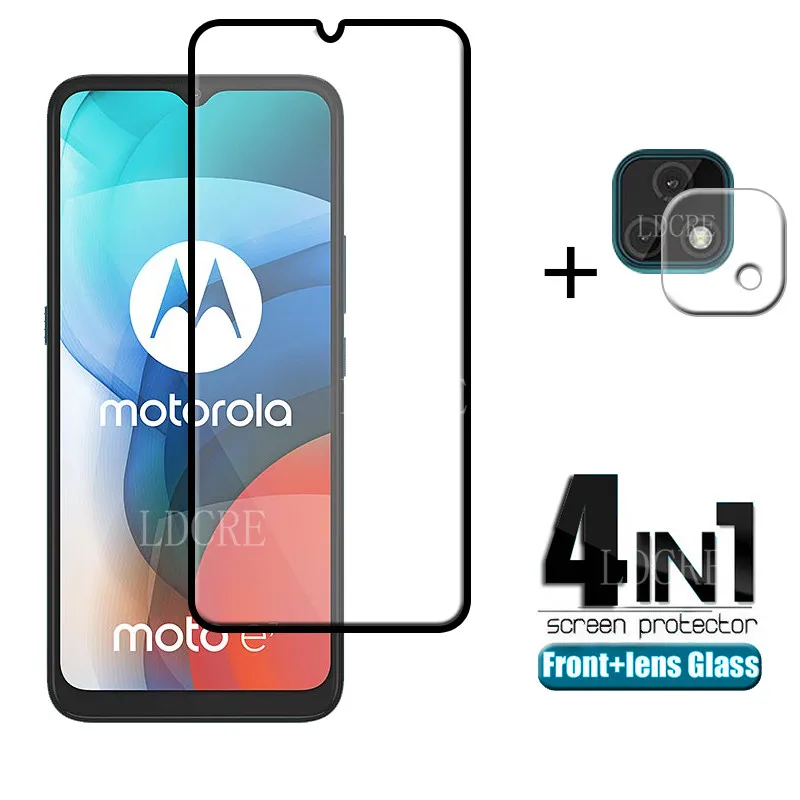 

4-in-1 For Motoroal Moto E7 Glass For Moto E7 Tempered Glass Protective Full Glue Screen Protector For Moto E7 Lens Glass 6.5"