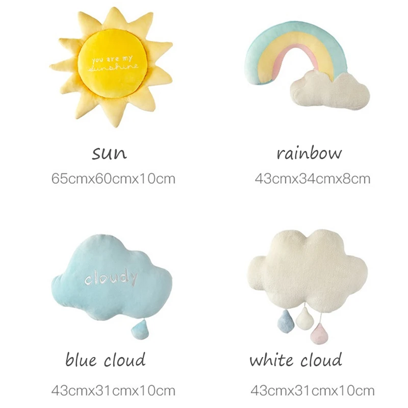 cute creative rainbow sun cloud plush toy stuffed sun cloudy natural weather soft doll home decoration pillow kids toys 6
