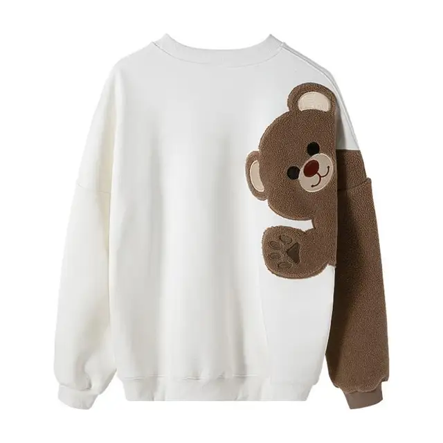 Teddy Bear Sweatshirt Man Spring Autumn Plush Thick Black