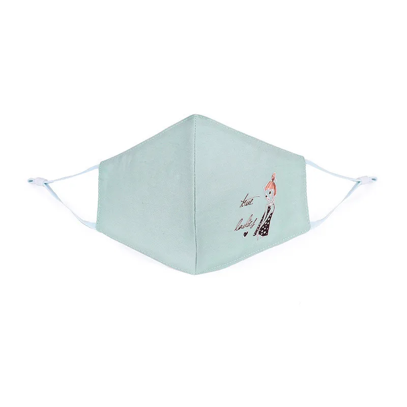 Korean Version Dust-Proof Warm Mask Female Autumn Winter New Cotton Dimensional Printing Cartoon Anti-PM2.5 Mask - Цвет: BLUE