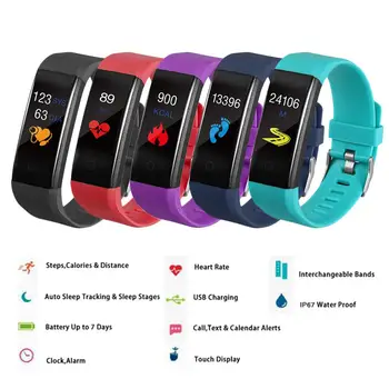 

115 Plus Bluetooth Smart Bracelet Multifunctional Sports Smartband Body Temperature Measurement Wristband Health Monitor