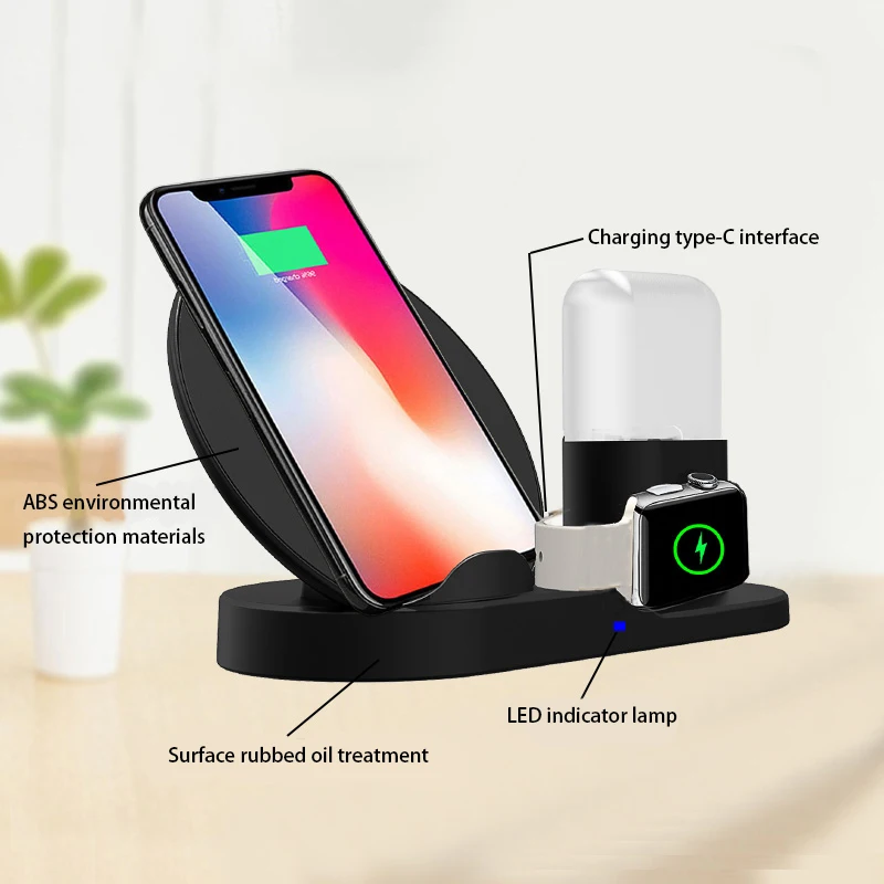 3 i 1 10 W Fast Wireless Charger Dock Station Rask lading Automatisk tyngdekraft Qi Trådløs billaderfeste for IPhone