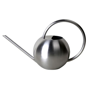 

OOTDTY 1000ml Stainless Steel Watering Can Garden Flower Plants Long Mouth Sprinkling Pot Tool