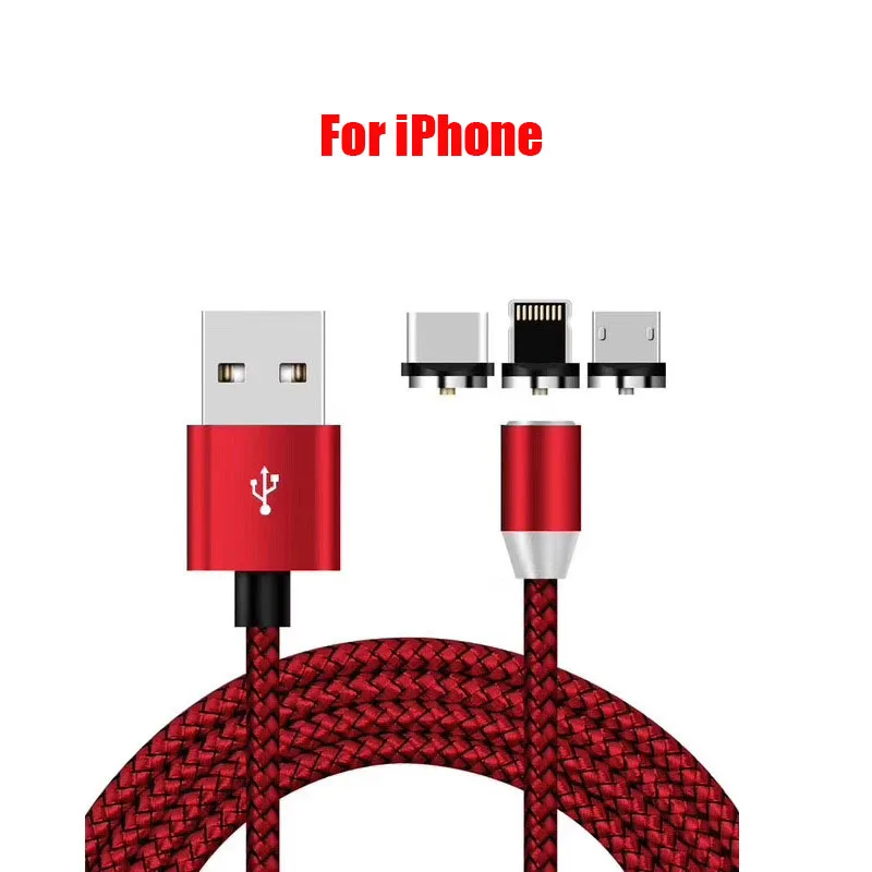 Магнитный USB кабель для быстрой зарядки USB кабель подходит для iPhone зарядное устройство для зарядки данных USB кабель для мобильного телефона USB кабель для зарядки - Цвет: Red IOS cable