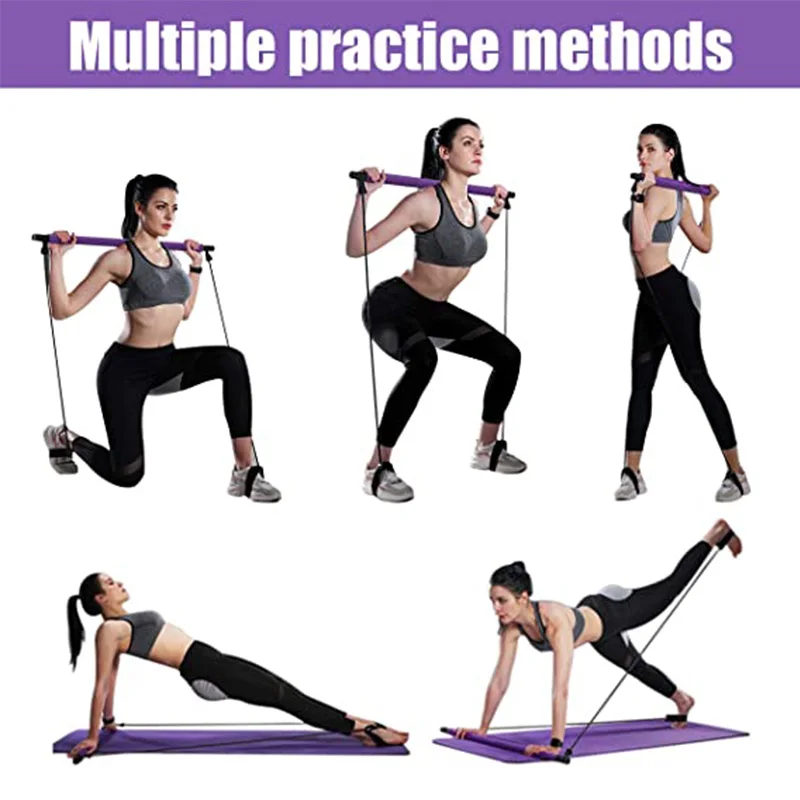 Dropship Yoga Exercise Portable Pilates Bar With Foot Loops For