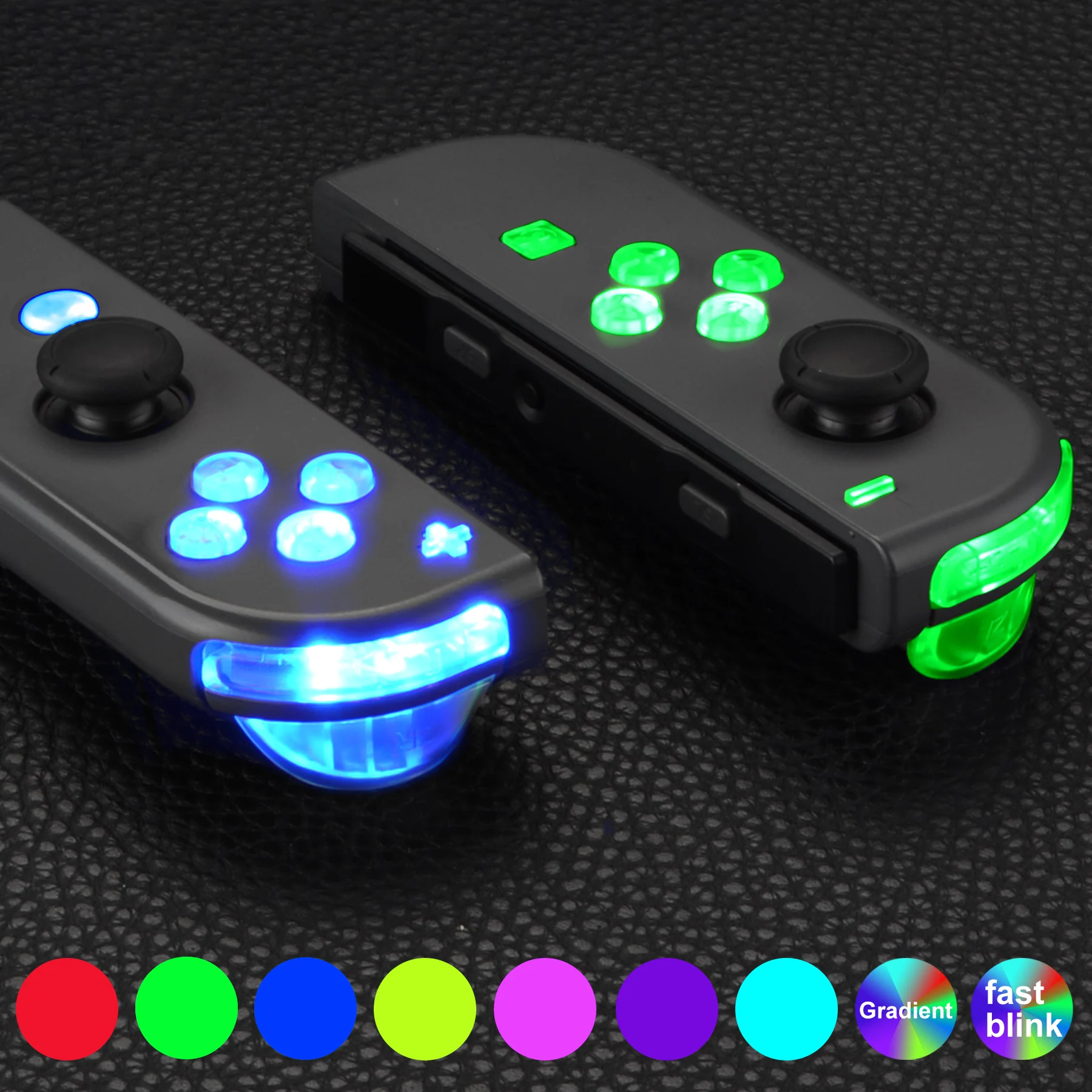 eXtremeRate 7 Colors 9 Modes Joycon DFS LED Kit Multi Colors Luminated ABXY Trigger Face Buttons for NS Switch OLED JoyCon