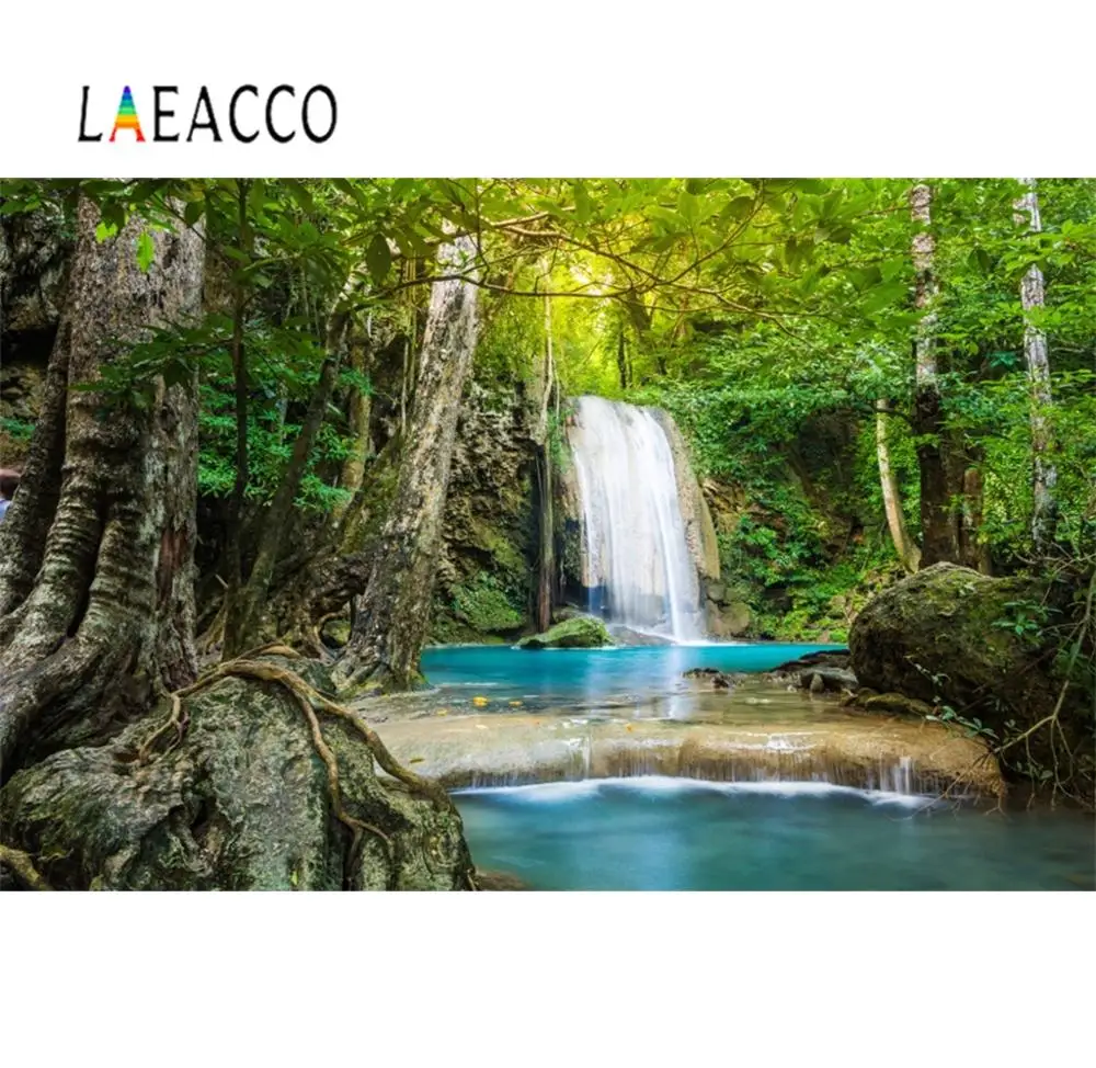 Laeacco фон для фотосъемки с изображением старых деревьев леса камня водопада реки