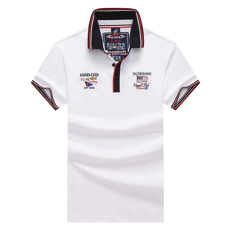 TACE&SHARK Casual Shark Flag Embroidery Short Sleeve Polo Shirts Fashion White Dark Blue Camisa Polo Homme Men Clothing Plus 13 Ha856710ccf454c7698d447dfc890bd41C