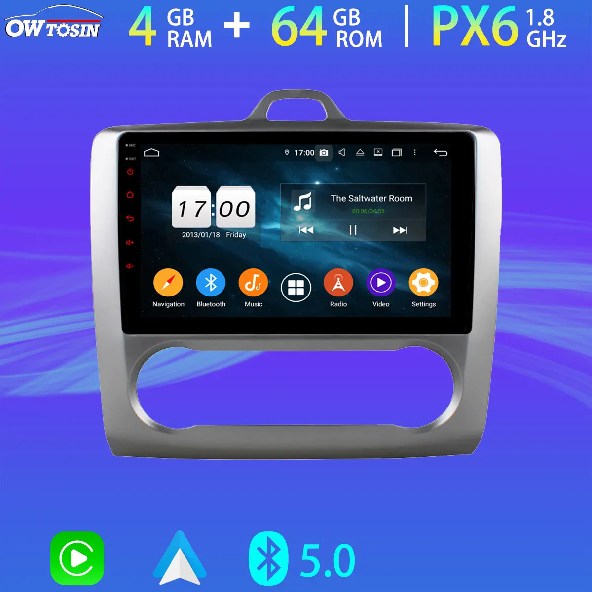 Android 10 0 4G SIM PX6 + 64G для Ford Focus 2012-2014 GPS Радио CarPlay WiFi Parrot Bluetooth головное устройство DAB