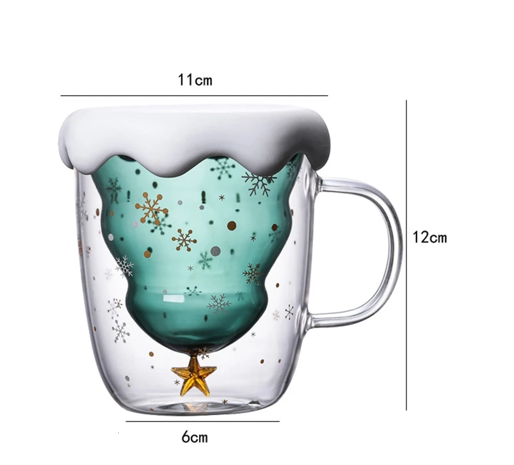 Новогодняя кофейная кружка, инновационная стеклянная, высокая температура, двойная чашка для воды на заказ, вечерние, рождественские подарки