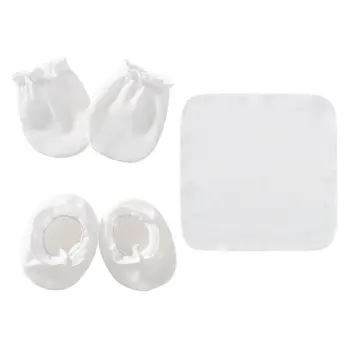

Baby Newborn Saliva Towel Gloves Foot Cover Set Soft Cotton Anti Scratch Mittens Feeding Burp Cloth Bib Socks Kits